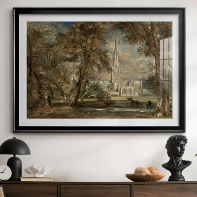 Salisbury Cathedral from the Bishop's Grounds-John Constable-Framed - Matted and Framed Under Acrylic Glass, Large Living Room Wall Art