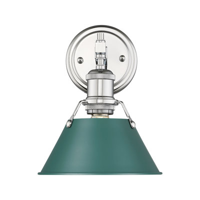 Meuble-lavabo de salle de bain 1 lumière Orwell en laiton vieilli avec pin vert