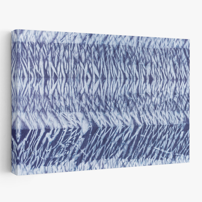 Shiboriscapes V - Tissu bleu abstrait mourant plie l'art, H 24 po x l 36 po
