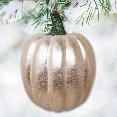 Ornement de Noël en verre blanc citrouille