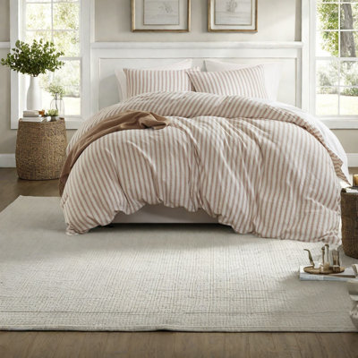 Linen Blend Striped Duvet Cover Set