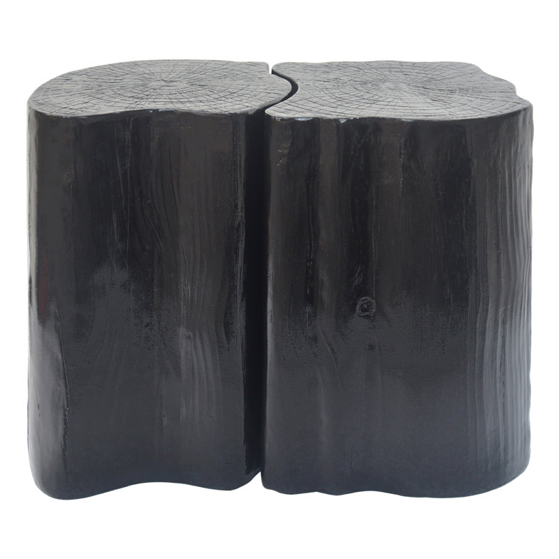 Black 21 Irregular End Table, Split Design For Small Indoor And Outdoor Areas, Fiberglass Blend, Black