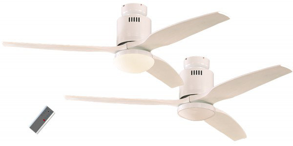 Maegan 132cm Ceiling Fan with Light Kit, Lacquered White with Lacquered White Blades