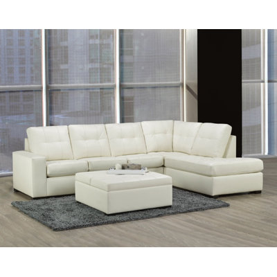 Tailynn 120" Wide Leather Match Right Hand Facing Sofa & Chaise by Latitude Run