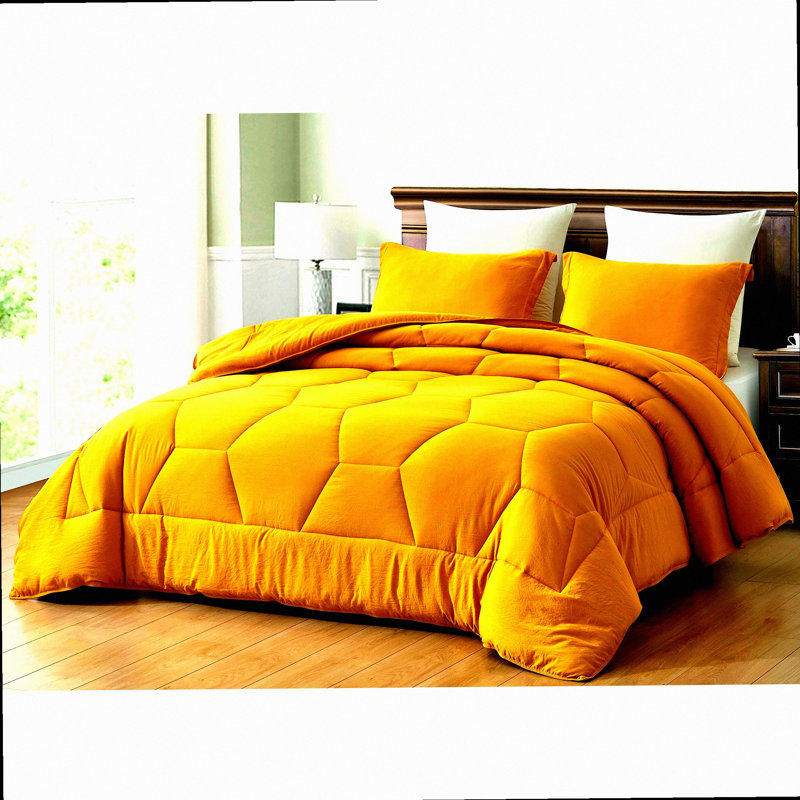 Honeycomb Hexagon Quilted Comforter Set - Lightweight Bedding - Soft Washed Microfiber 3-Piece Geometric Bed Set