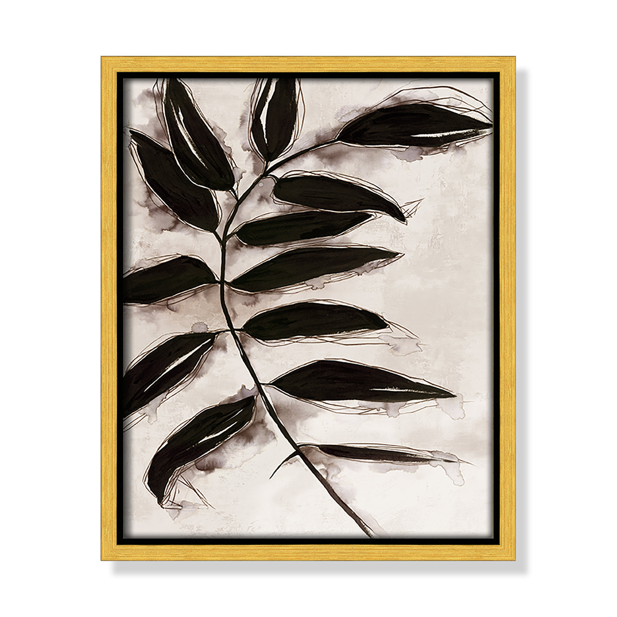 Leaves II by Eva Watts, 11.5" H x 9.5" W x 2" D, Gold Framed
