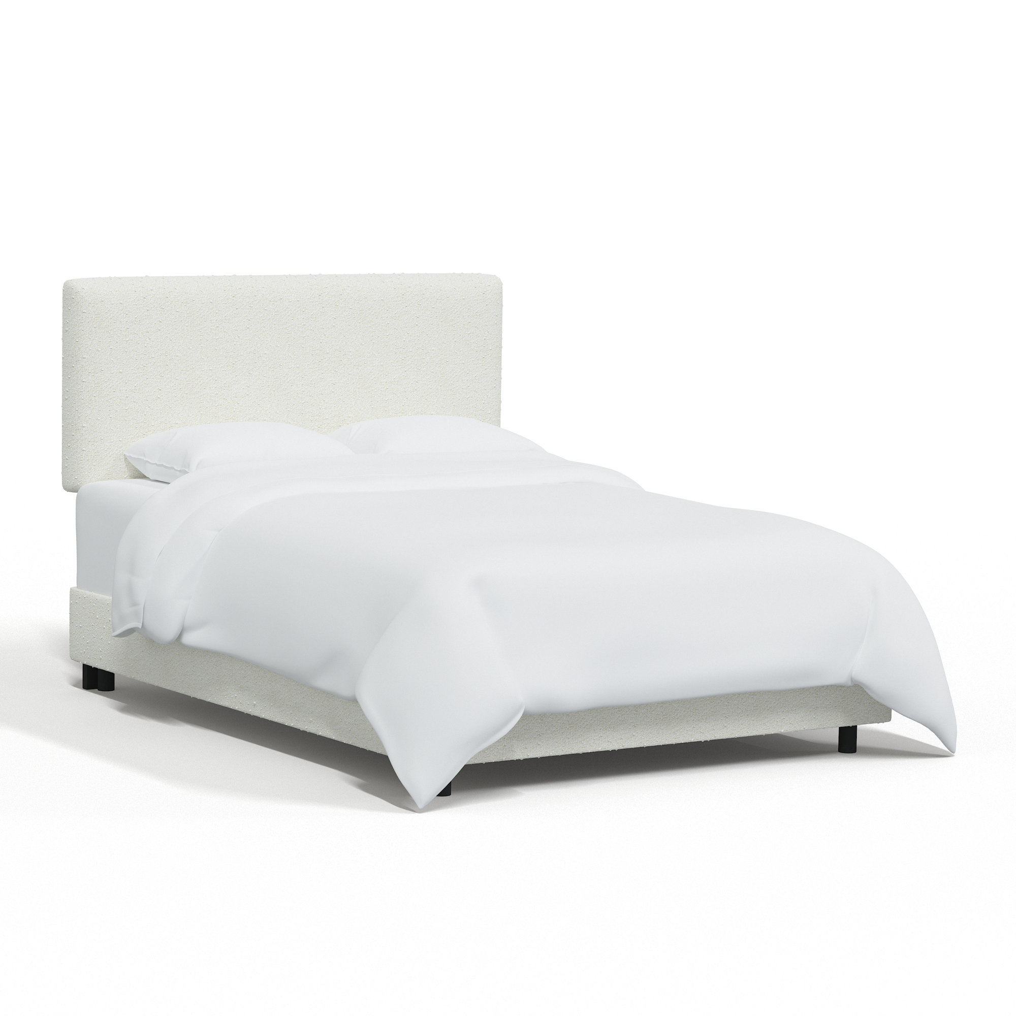 Atoll Upholstered Bed, Twin, Classic Snow Boucle