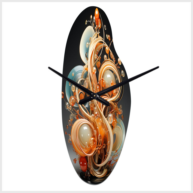 Sculpture en fil d'or - horloge murale en spirale abstraite incurvée, horloge murale dorée, Grand