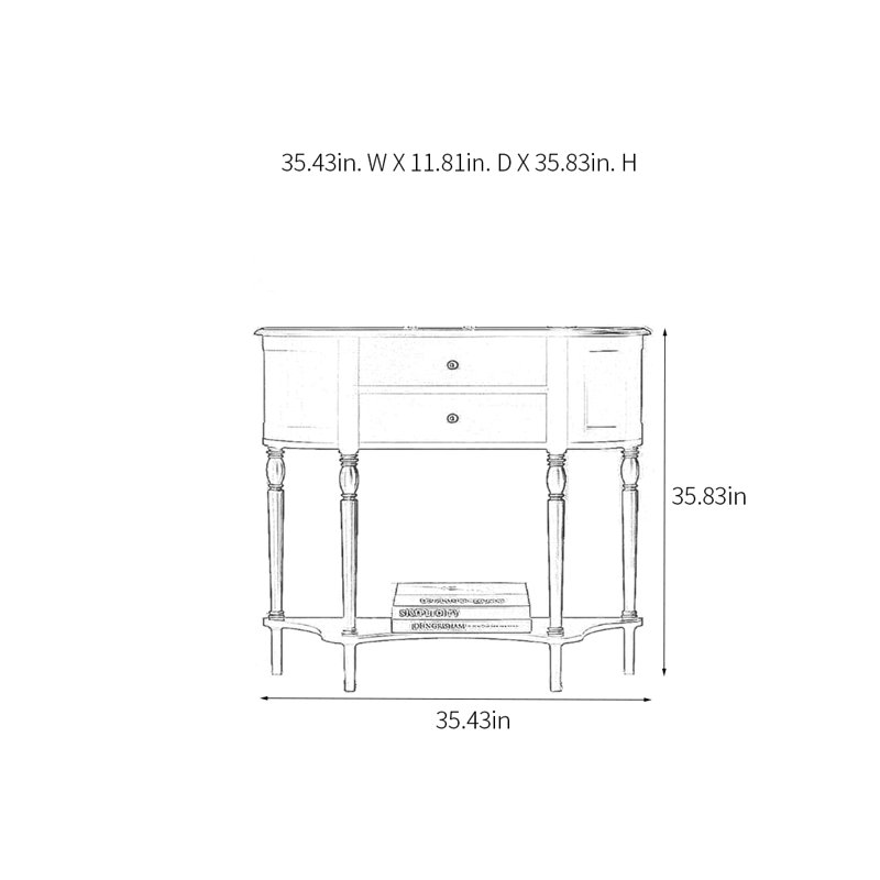 Modern Semi-Circular Console Table, 35.83" H x 35.43" W x 11.81" D