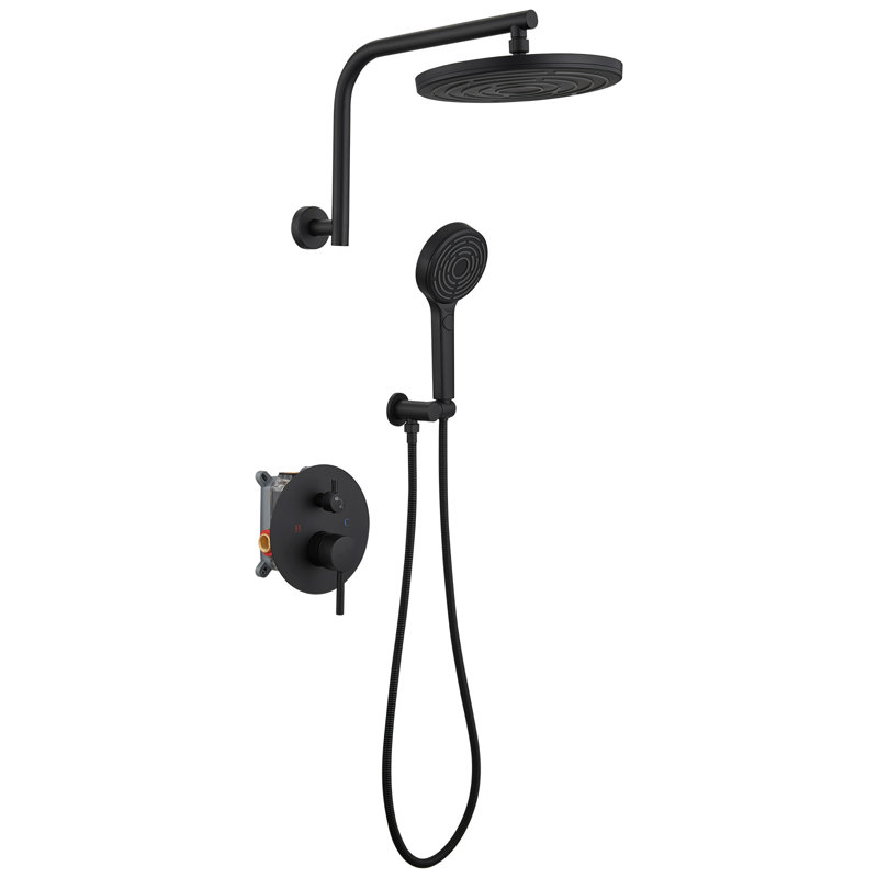 Complete Shower System with Rough in-Valve, Matte Black