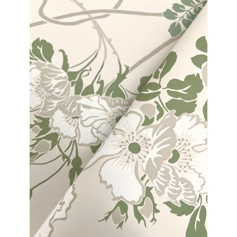 Papier peint Gwendolyn, Écru / vert