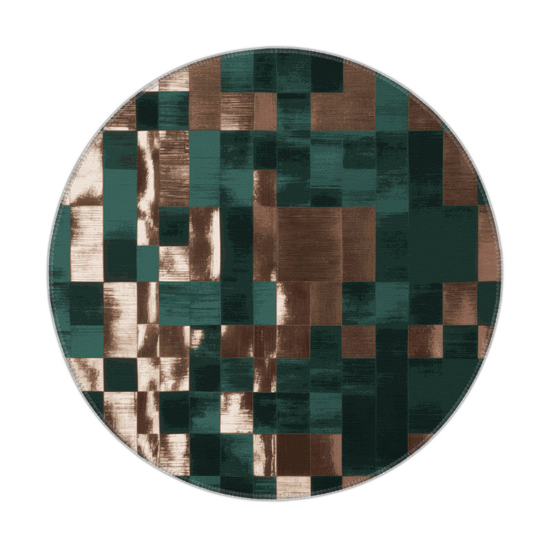 Tapis d'intérieur et d'extérieur à carreaux vert, Rectangulaire 3 pi x 5 pi