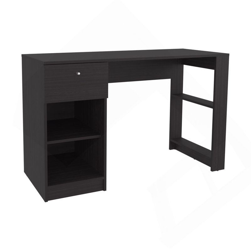 120-Home 47" Wide One Drawer Desk , Four Shelves, Writting Desk, Gamer Desk, Home Office, Living Room Black, Black