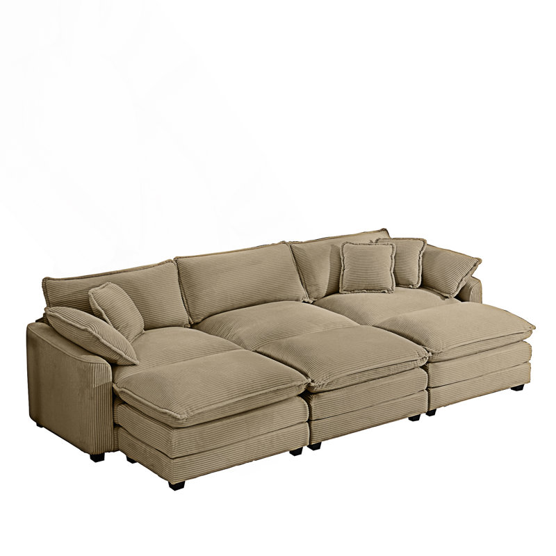 Ensemble de canapé modulaire surdimensionné avec 3 repose-pieds, ensemble de canapé modulaire pour travailler comme canapé-lit, ensemble de canapé 6 pièces