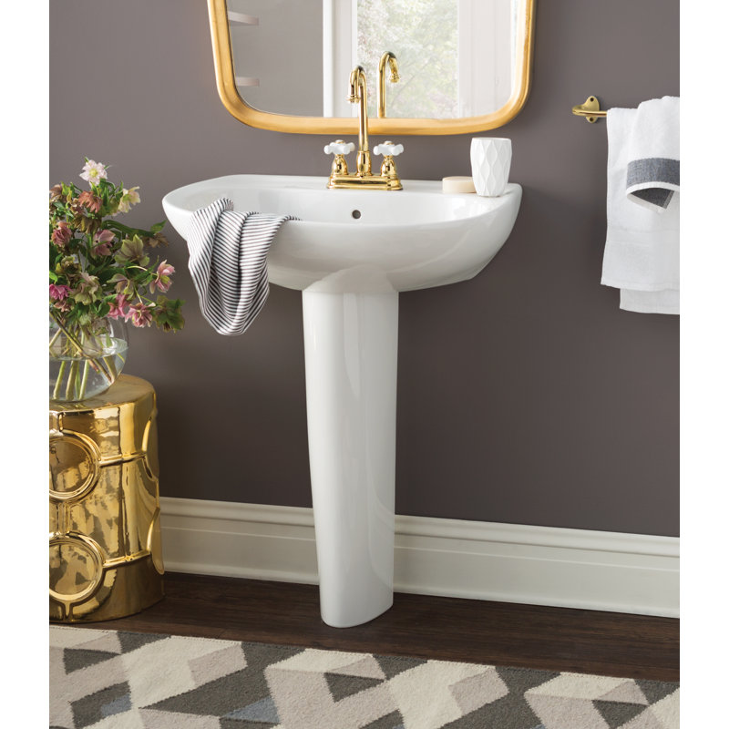 TOTO® Prominence® Oval Basin Pedestal Bathroom Sink with CeFiONtect™ for 8 inch Center Faucets, Colonial White, 8" Widespread