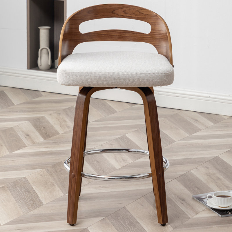 Tabouret de comptoir pivotant Mahtab, Beige, Tabouret de comptoir (siège d'une hauteur de 25,1