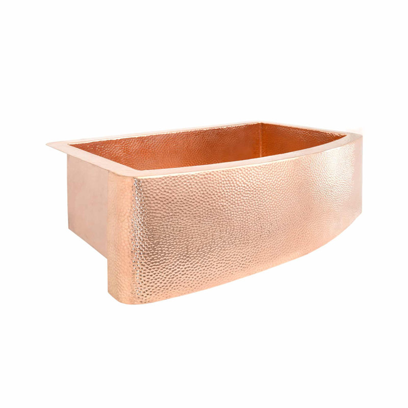 33" L x 21" W Kitchen Sink, Polished Copper