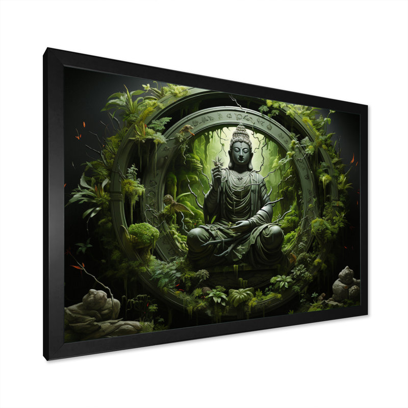 «Buddhism Sacred Mantra I», reproduction d'art sur toile, H 30 po x l 40 po x P 1,5 po, Cadre simple noir