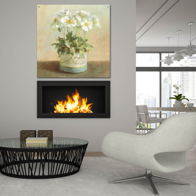  'Tres Chic Poppies' by Danhui Nai Acrylic Glass Wall Art, 24" x 24", H 36 po x l 36 po x P 0,2 po