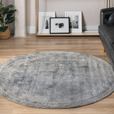 Tapis contemporain de couleur gris anthracite Mulvihill