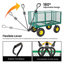 Chariot de jardin surdimensionné 3 en 1 en acier avec doublure et panneaux latéraux amovibles, capacité de 400 kg, chariot utilitaire tout-terrain robuste, vert-136449042