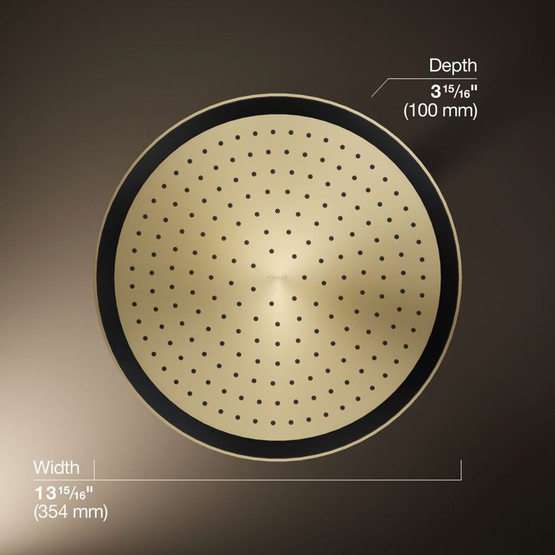Statement 14" Single-Function Wall or Ceiling-Mount Round Rainhead, Round Rain Showerhead 2.5 GPM, Vibrant French Gold