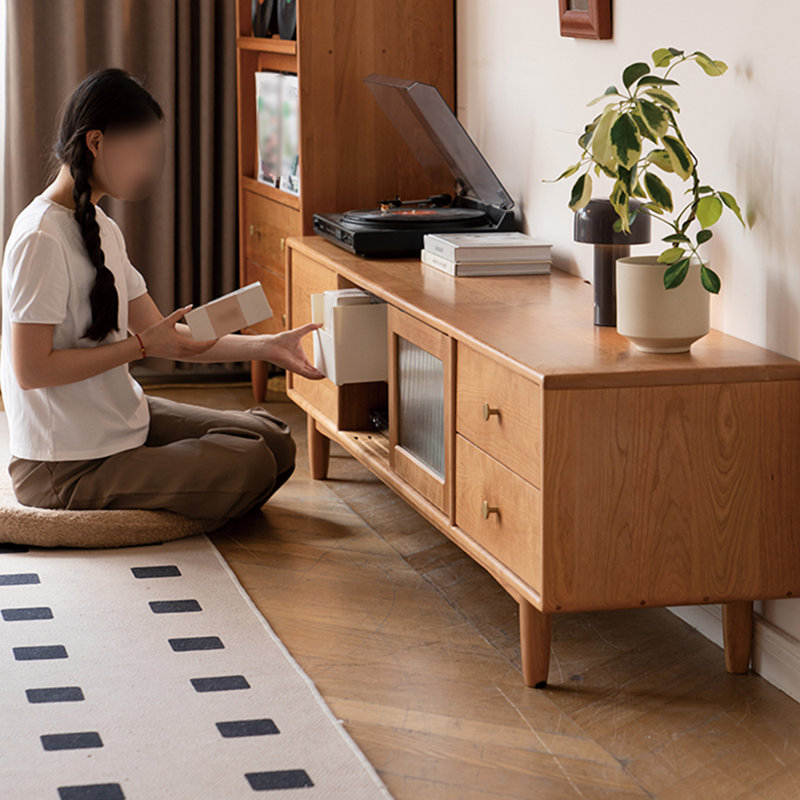 Meuble télé de style moderne et minimaliste en bois massif