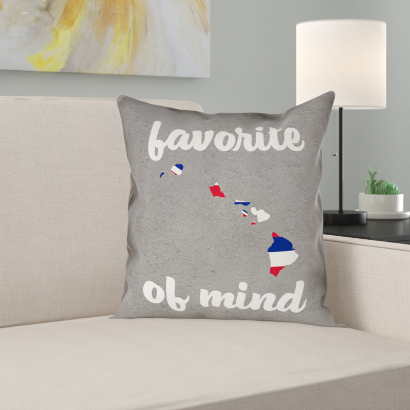 Coussin décoratif Katelyn Smith Hawaii State of Mind, 14 po x 14 po, Croisé en coton - utilisation intérieure seulement