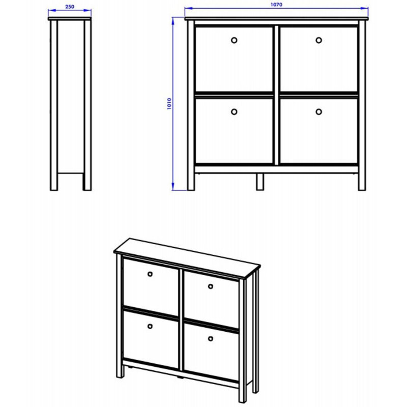 Cintron 16 Pair Solid Wood Shoe Storage Cabinet