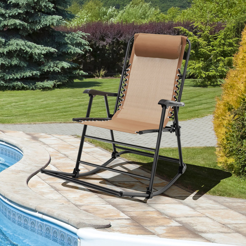 Chaise berçante d'extérieur en métal Myiesha, Beige