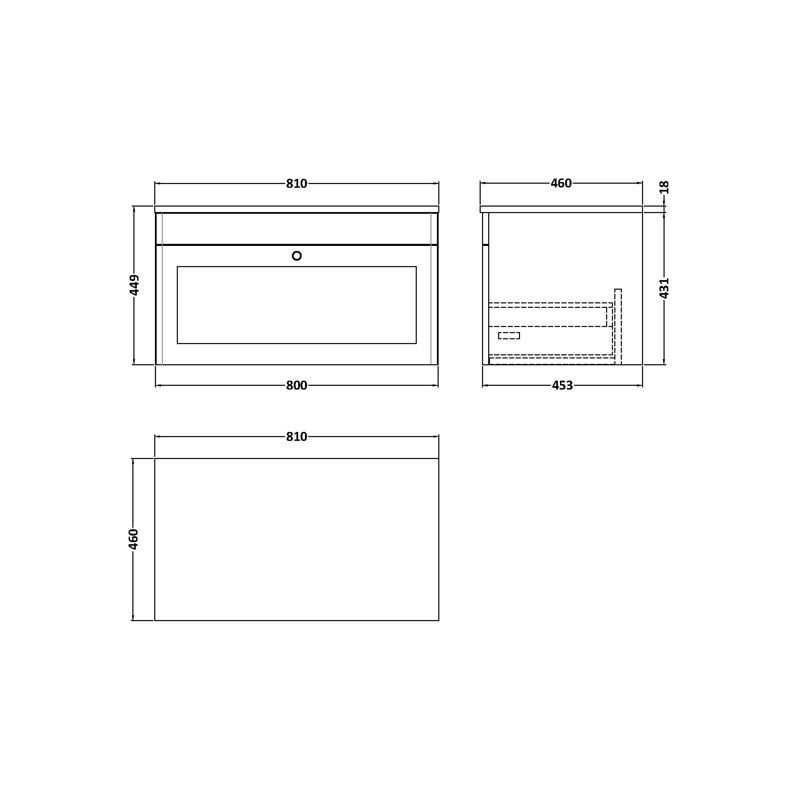 Classique Bathroom Vanity, Satin Grey, 81cm W