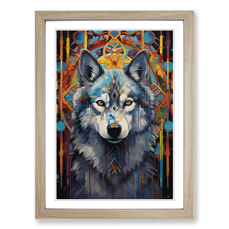 Husky Symbolism - Framed Print, 46cm H x 34cm W x 2cm D, Oak Framed