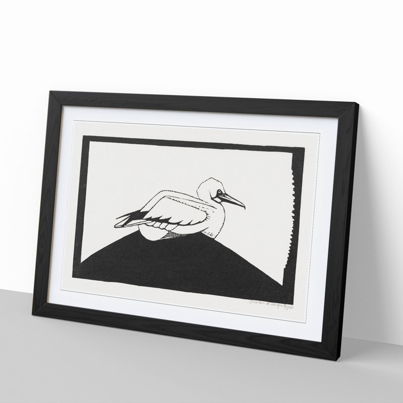 Northern Gannet by Samuel De Mesquita - Picture Frame Painting, 27cm H x 36cm W x 2cm D, Black Framed