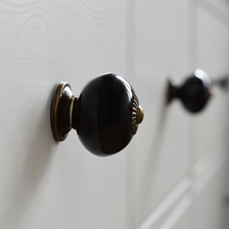 Nicola Spring - Round Ceramic Cabinet Knobs, Black