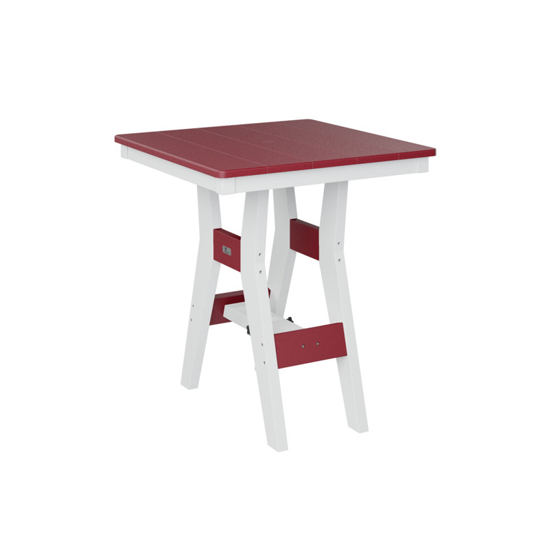 Table de bar carrée 28 po Berlin Gardens Harbor, Rouge écarlate, H 38,87 po x l 28 po x P 28 po