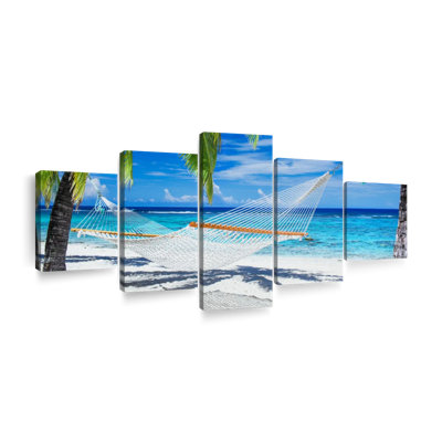 Hamac sur la plage, reproduction d'art sur toile