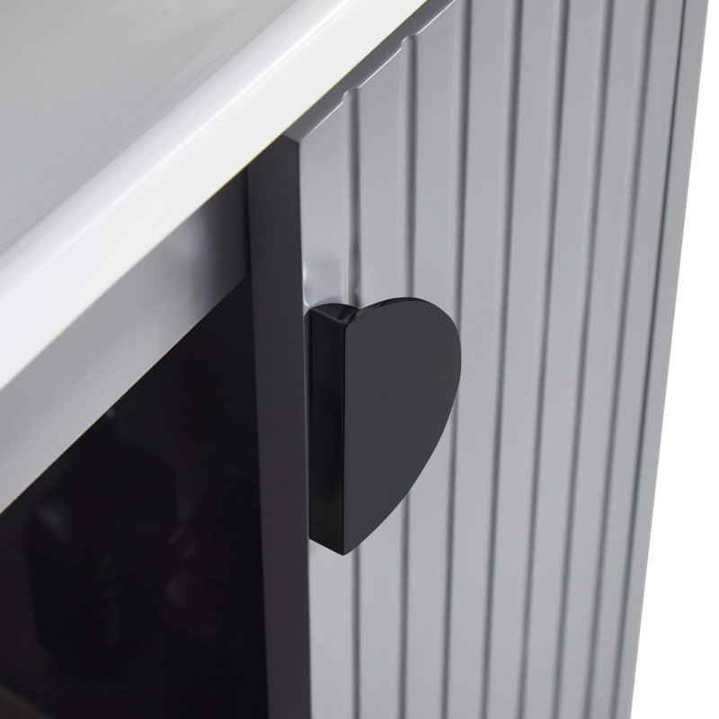 Ensemble de meuble-lavabo double 47 po Saimah, Noir, Gris roche