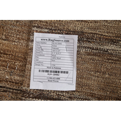 Tapis oriental brun en laine Kilim