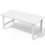 Table de salle à manger d'extérieur en PEHD blanc avec trou pour parasol-1619461349
