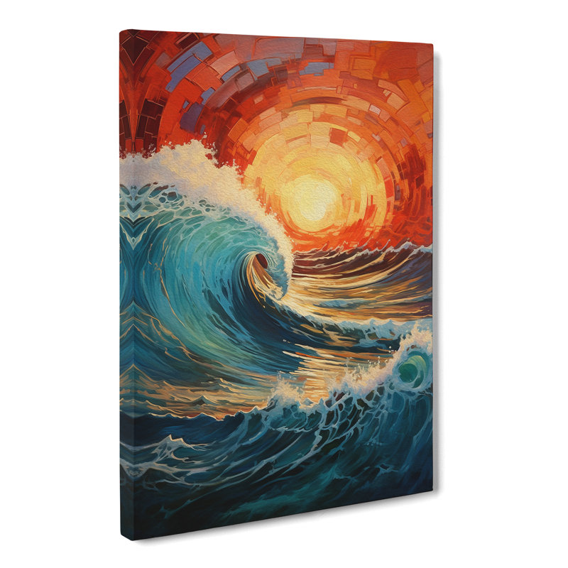 Wave Modern Expressionism Art - Wrapped Canvas, 76cm H x 50cm W x 3cm D