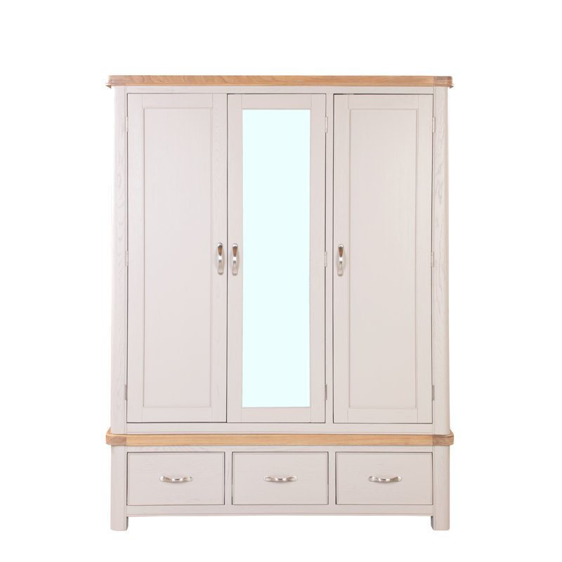 Comfrey 3 Door Solid + Manufactured Wood Wardrobe, Grey