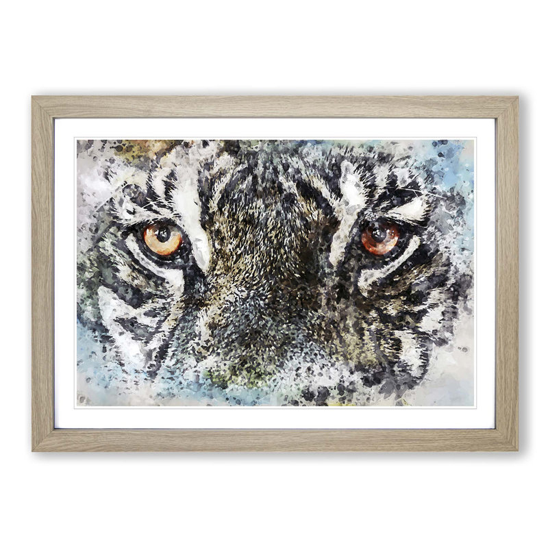 Eye of the Tiger in Abstract - Picture Frame Painting Print, 48cm H x 65cm W x 2cm D, Oak Framed
