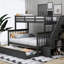 Lit superposé gris avec configuration simple au-dessus d'un lit double, gigogne et rangement pratique, compartiments utiles-1143720622-1143720619