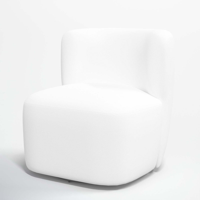 Fauteuil d'appoint pivotant rembourré Mariza, Sergé Performance blanc