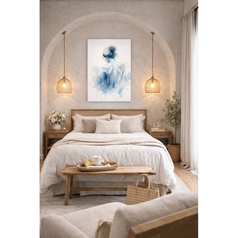 Contemplative Beauty Watercolor Line Art - Art mural sur toile tendue, H 36 po x l 24 po x P 1,5 po