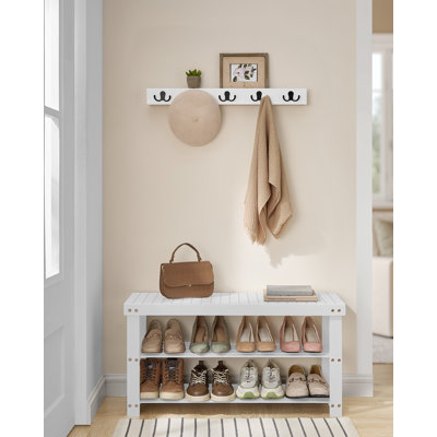 Banc de rangement pour 8 paires de chaussures, étagère à chaussures en bambou à 3 niveaux