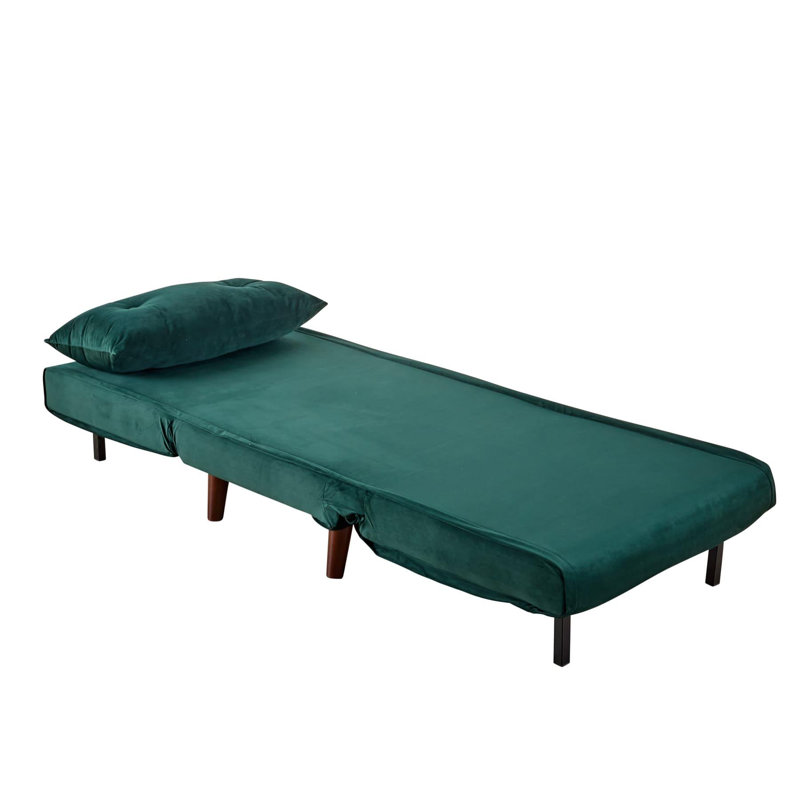 Lonara One Seater Upholstered Single Sofa Bed, Green