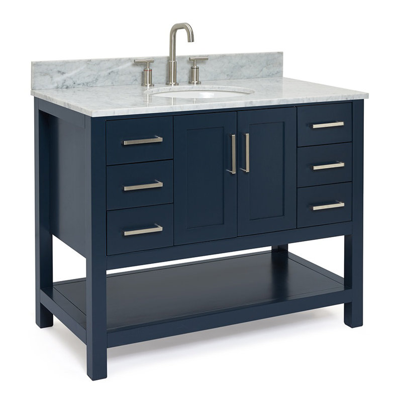 Magnolia Bath Vanity Rectangular Basin S061SCW2R, Oval, Midnight Blue, 43"