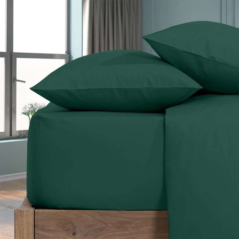 Microfiber Brushed Fitted Sheet, Emerald, Double (4'6)