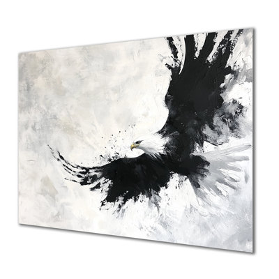 Black And White Eagle Soaring - Animals Metal Wall Decor, Eagle Metal Print